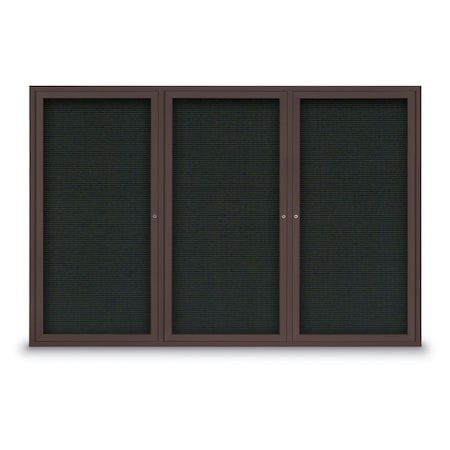 United Visual Products 30"x36" 1-Door Enclosed Outdoor Letterboard, Black Felt/Bronze Alum UV1166DSD3036-BRONZE-BLACK